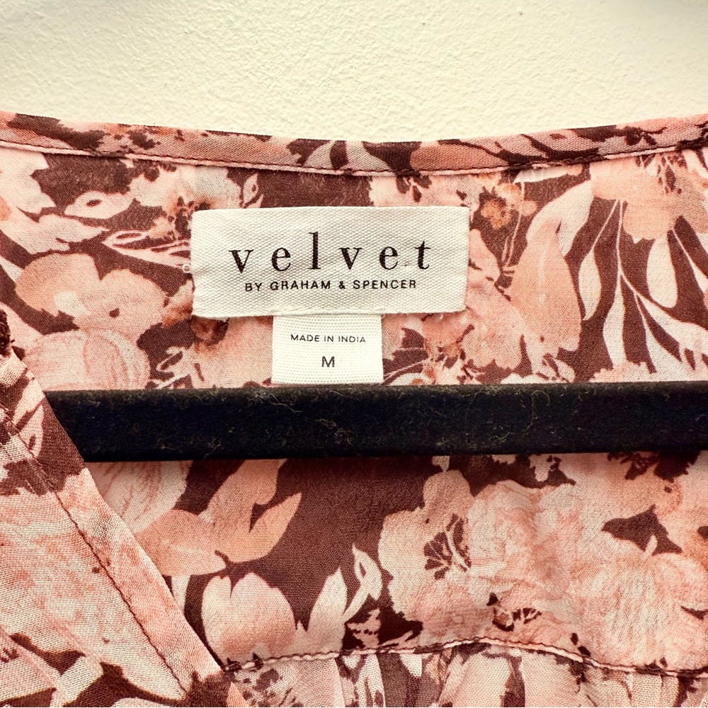 Velvet by Graham & Spencer Miley Printed Boho Blouse, Pink | Size Medium - Picture 6 of 7